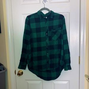 UO Green & Black Flannel Button Down